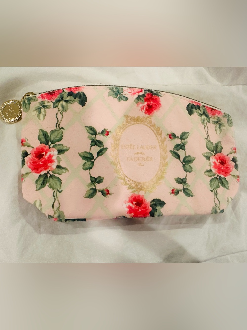 Estee Lauder Pink Floral Rose Cosmetic Pouch